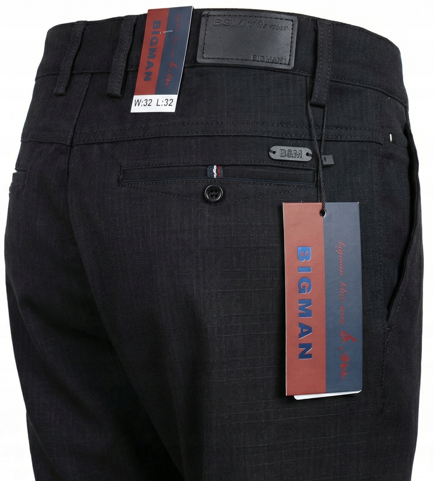 Spodnie Męskie Wizytowe Czarne BM098 W44 Pas 110–116 CM