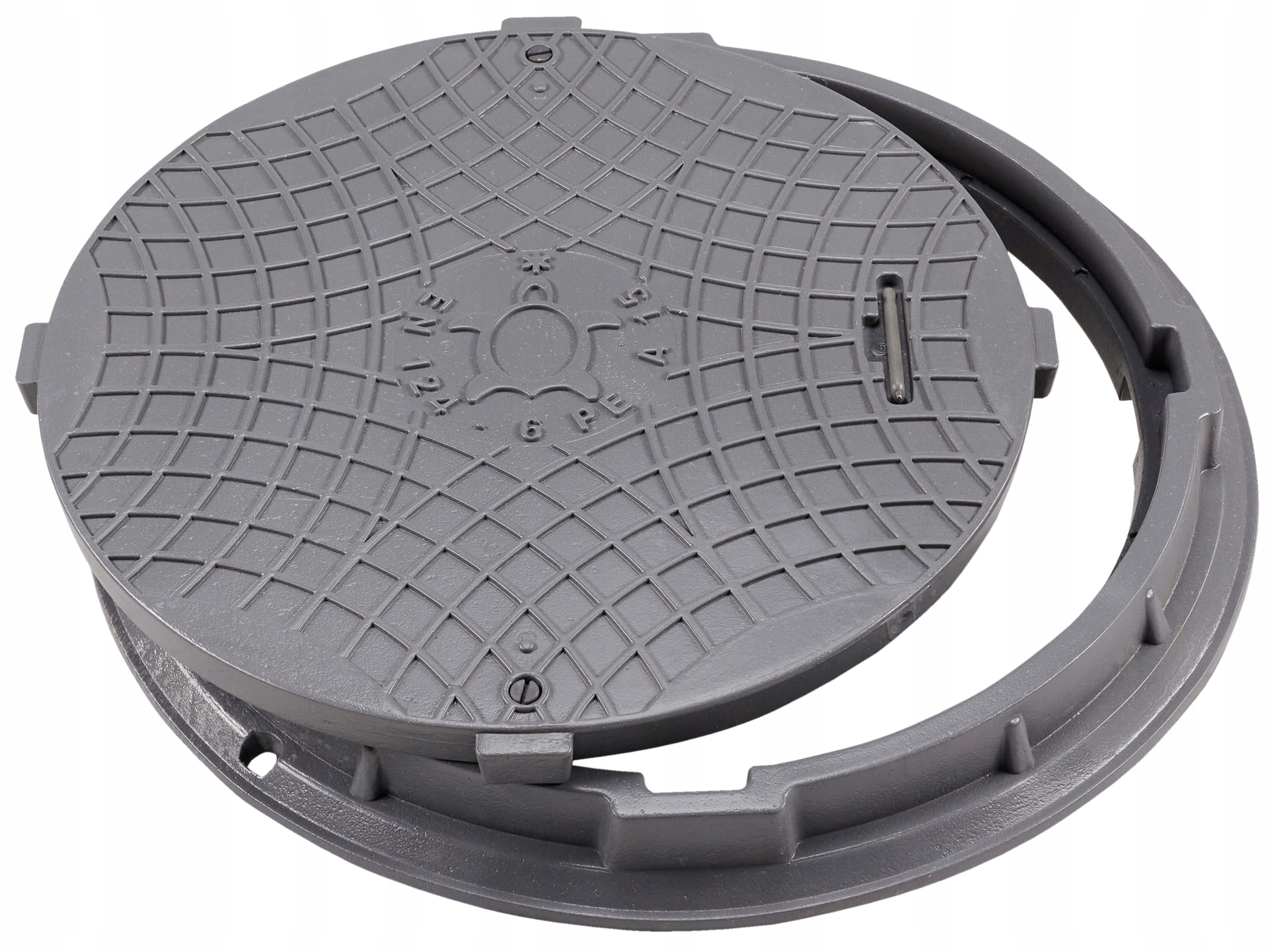 POKRYWA WŁAZ DO SZAMBA SZARY 60/75CM + Zamek