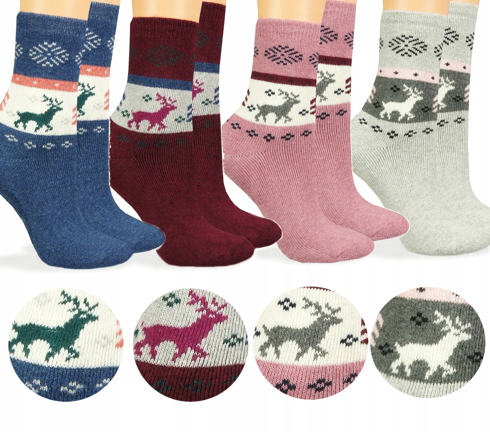 4x ТЕПЛЫЕ НОСКИ Женские ТЕРМО НОРВЕЖСКИЕ 35-38