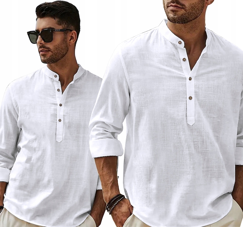 Pánská Košile Se Stojáčkem Vzdušná z bavlny na léto