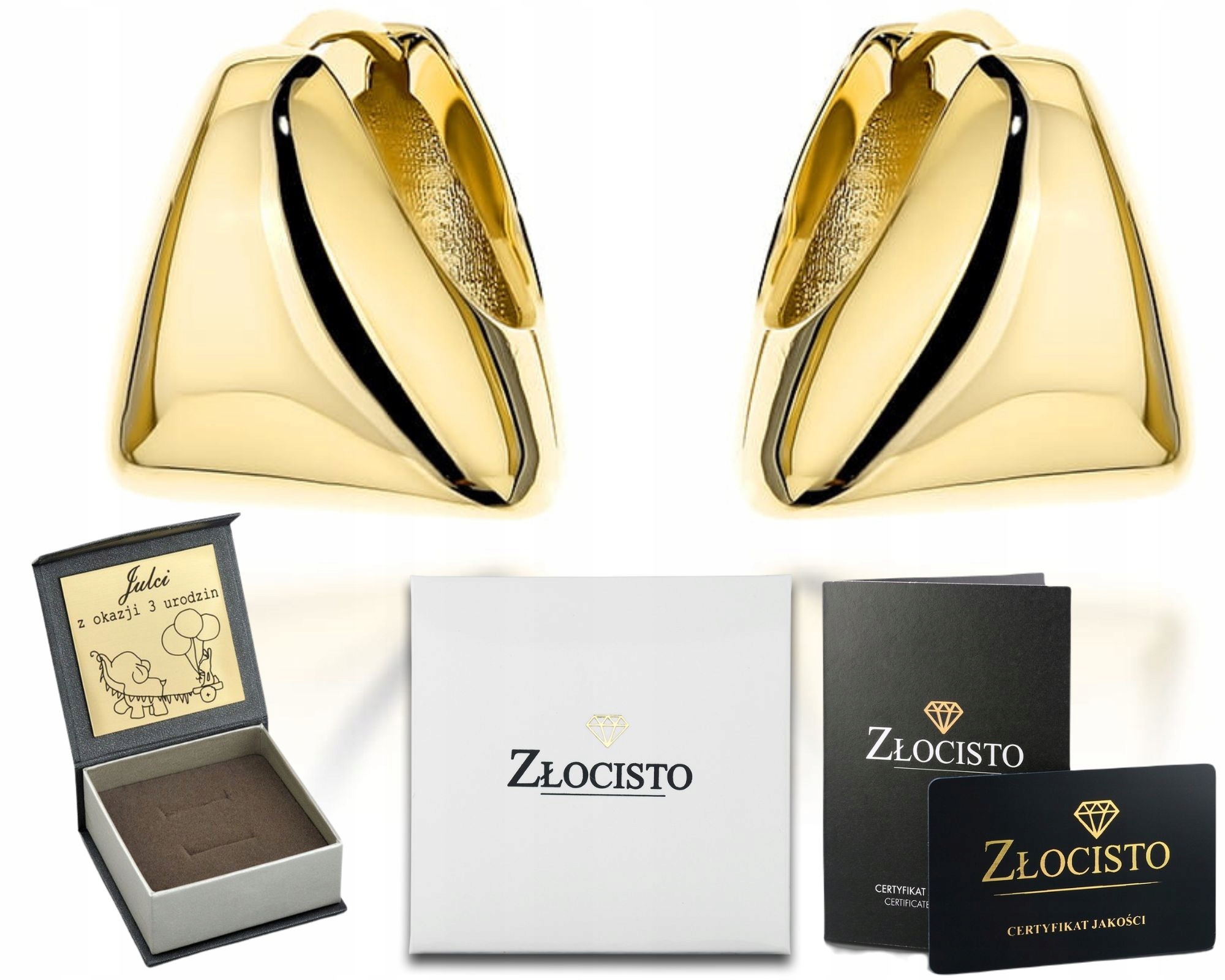 Zlaté Náušnice Hladké Trojúhelníky Moderní Elegantní Jako Dárek Zlato 585