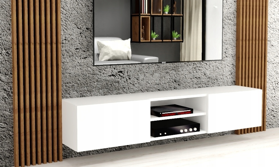 SZAFKA RTV POD TELEWIZOR 180 cm BIAŁY MAT PÓŁKA STOLIK KOMODA