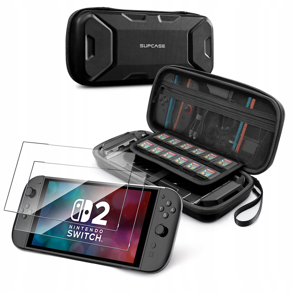 Supcase Etui Pokrowiec Do Nintendo Switch 2 Kieszeń Na Gry 2-PAK Szkło