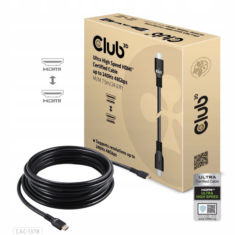 Club 3D Kábel Hdmi 2.1 4K120Hz/8K60Hz 7,5 m (CAC-1378)