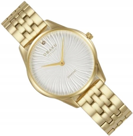 Elegantní Dámské Hodinky Obaku V297LXGISG Diamond Zlaté Na Náramku