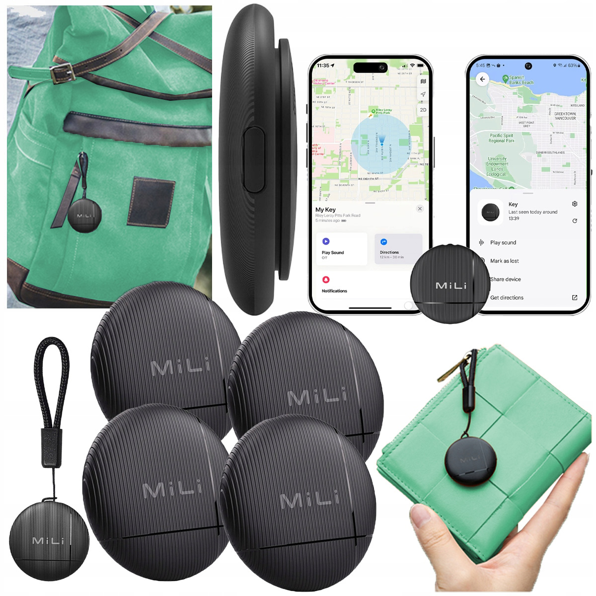 MiLi LiTag 4x Lokalizator Gps Bt Duo Android Apple iOS do plecaka kluczy