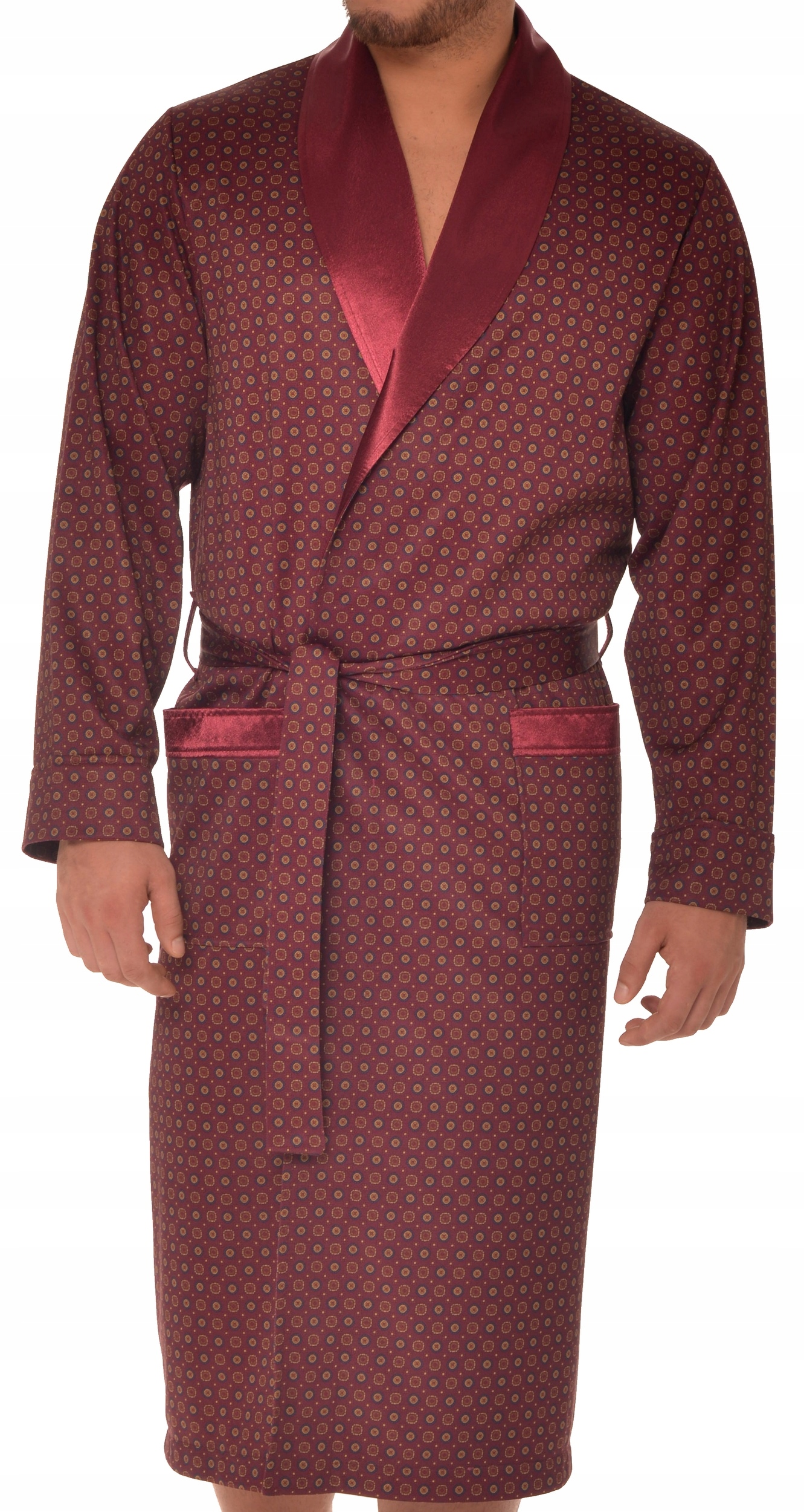 

Cienki szlafrok męski / Elegancki / 502 Bordo 3XL