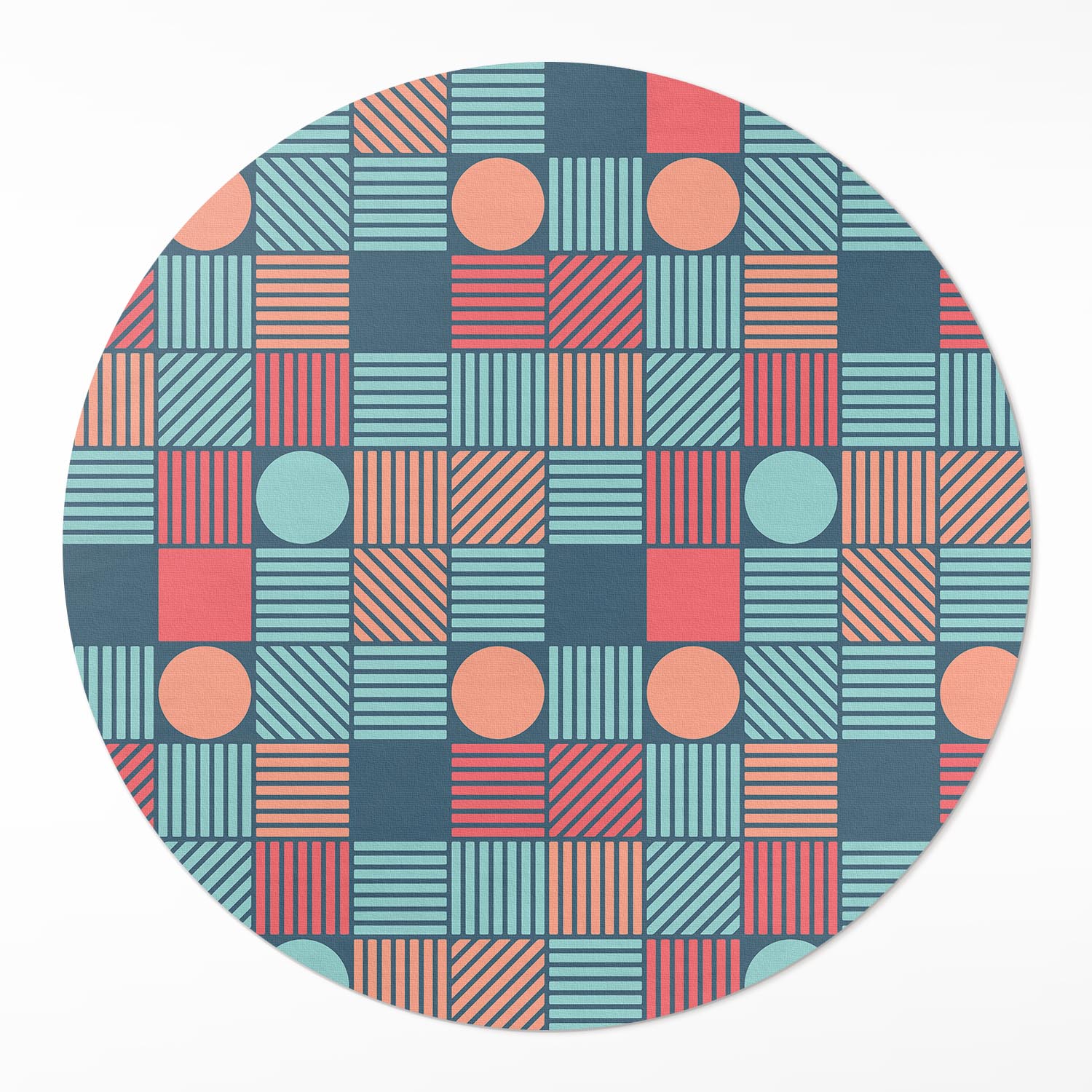 Okrúhly koberec s potlačou Vinylový retro vintage geometrický vzor ⌀ 120 cm