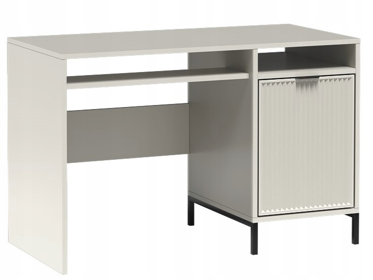 Nowoczesne BIURKO 120 cm LS-12 ryflowane fronty KASZMIR + CZARNE NOGI