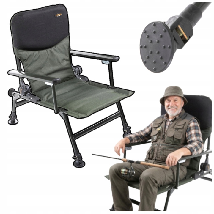 Krzesło Wędkarskie Fotel Wędkarski Duży Regulacja Z Oparcie Składny