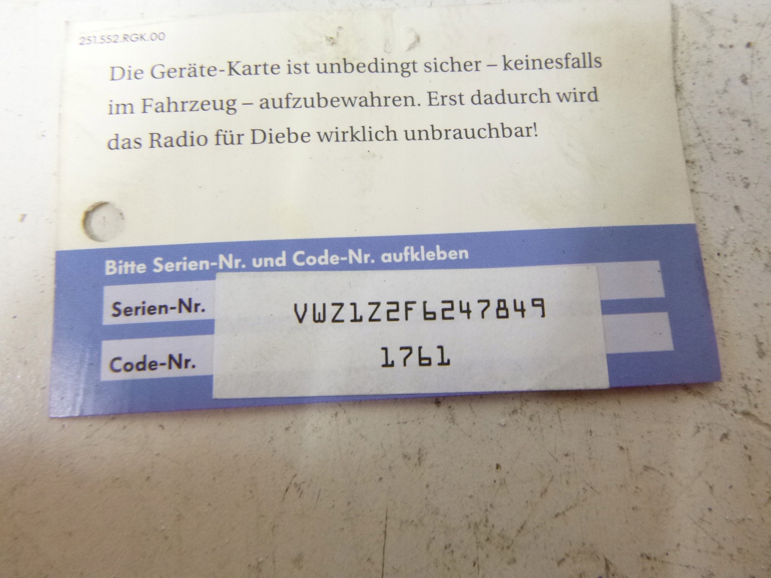 Radio navigation VW RNS 300 code abdeckung mapa 1K0035191E OE