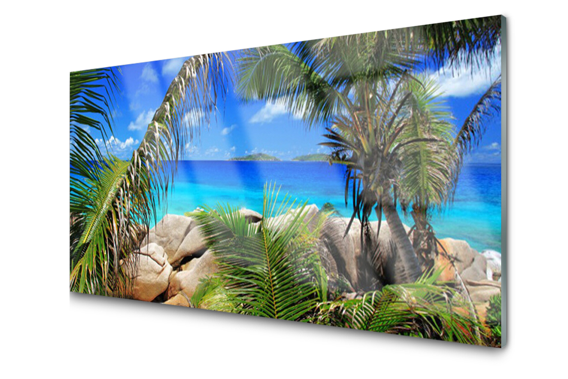 

Panel szklany dekor Skała Liście 140x70 + Klej