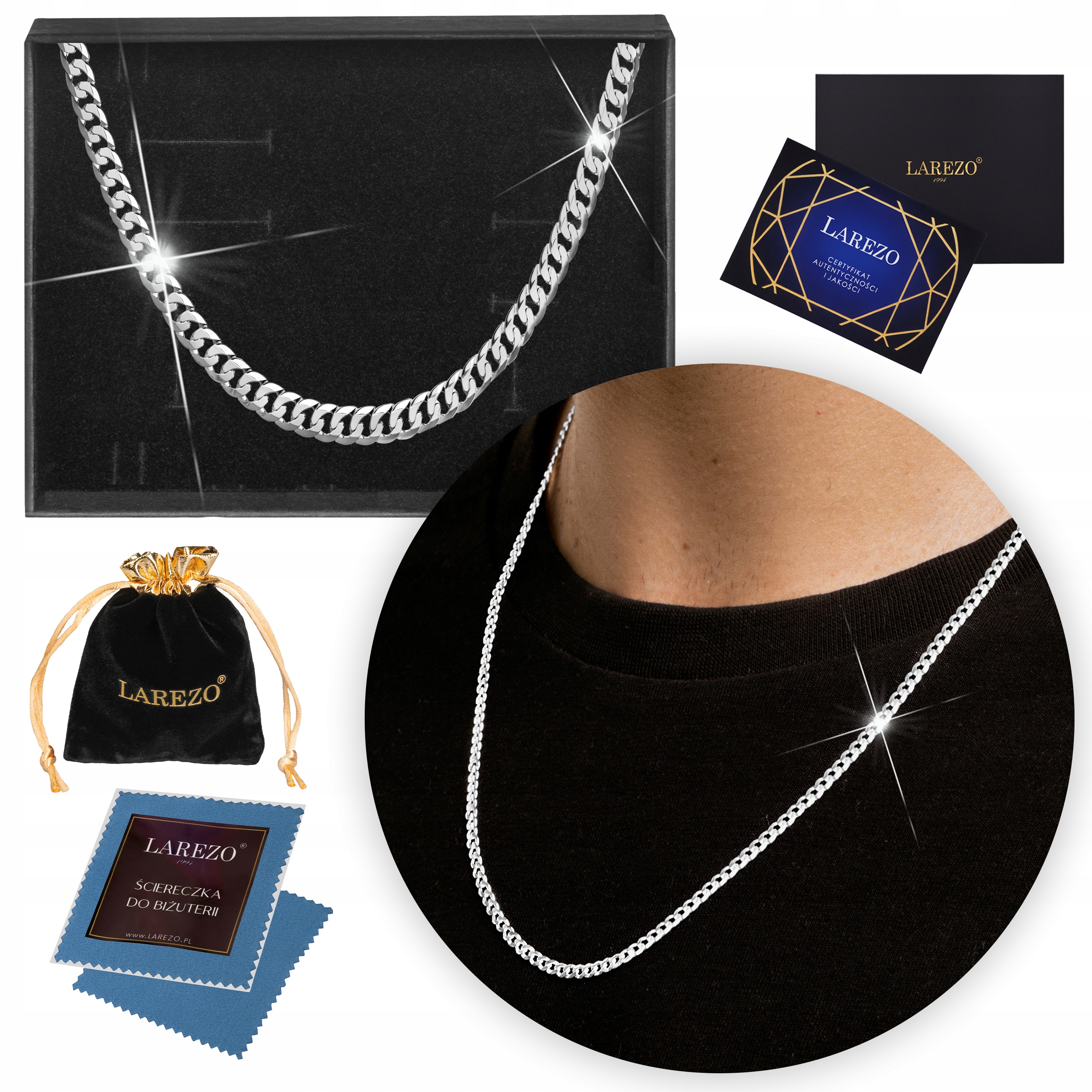 Stříbrný Řetízek Pánský Dlouhý 60 cm Plný Silný Pancr 3,2 mm Stříbro 925