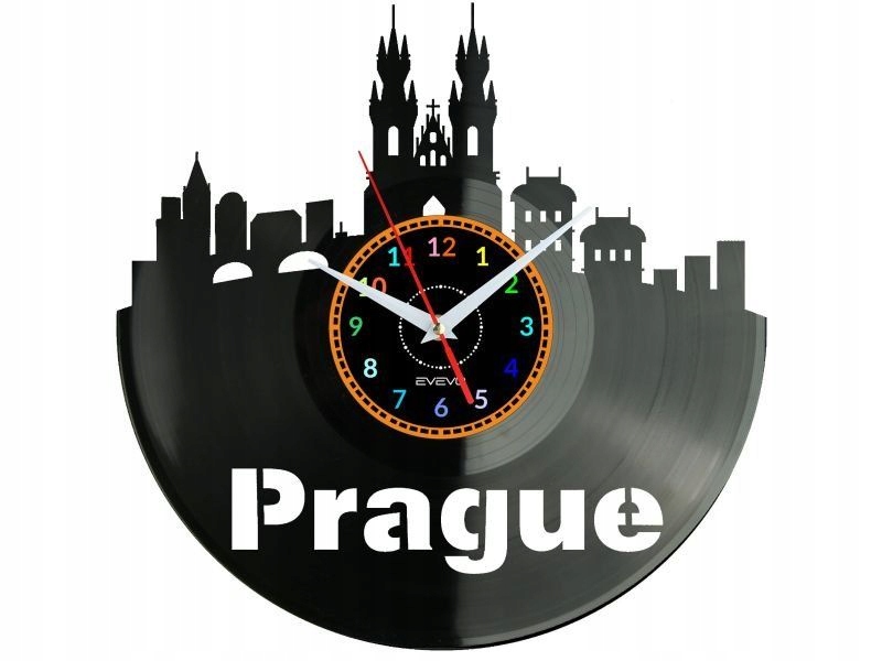 Prague Nástěnné hodiny Vinylová deska Moderní dekorativní jako Dárek k narození