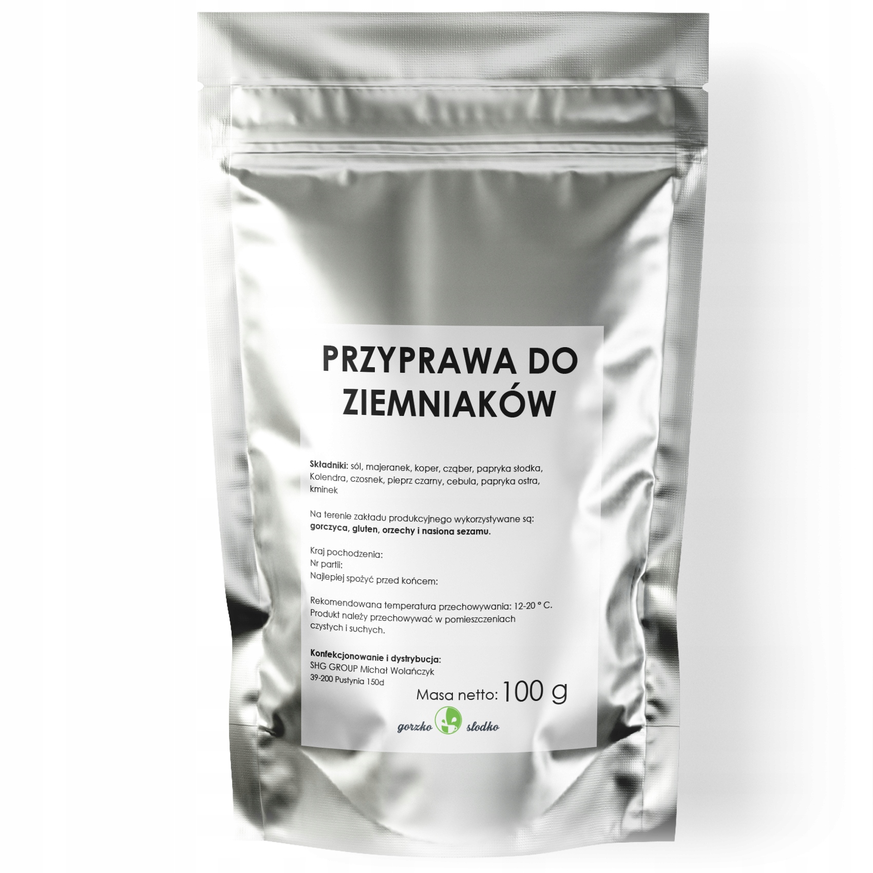 PRZYPRAWA DO ZIEMNIAKÓW i frytek do puree 100g Marka GorzkoiSlodko