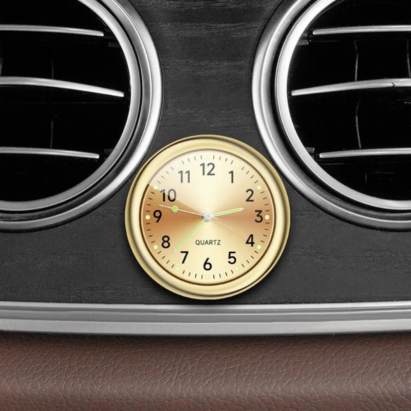 Złoty Zegar Kwarcowy 4cm do Samochodu - Elegancki do Auta + Klips na Nawiew EAN (GTIN) 6944263681559