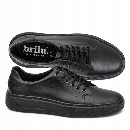 Brilu Polskie Skórzane Trampki Męskie Douglas Czarne 41
