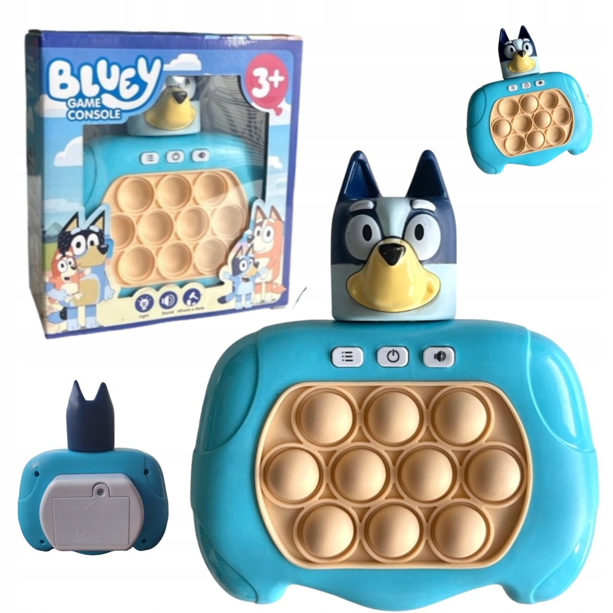 POP IT GRA ELEKTRONICZNA ZRĘCZNOŚCIOWA BLUEY I BINGO SENSORYCZNA HIT