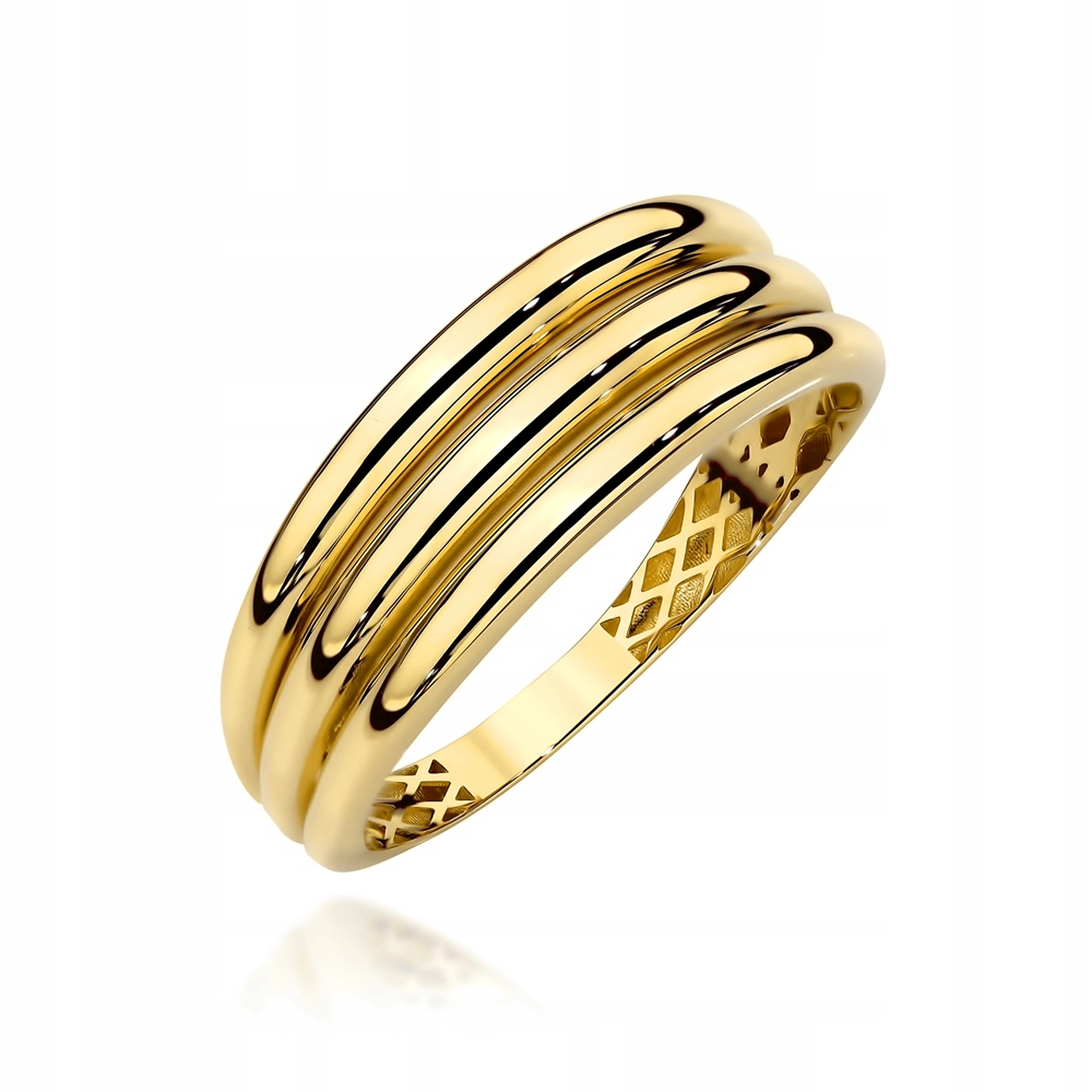 Zlatý prstýnek 585 Široký s trojitou lištou 12r Elegantní model 1,65g