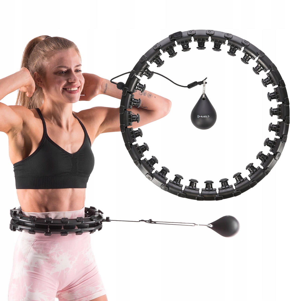 HULA HOP PLUS SIZE KOŁO ODCHUDZAJĄCE Z WYPUSTKAMI I OBCIĄŻNIKIEM HMS HHW12 Rodzaj z wypustkami