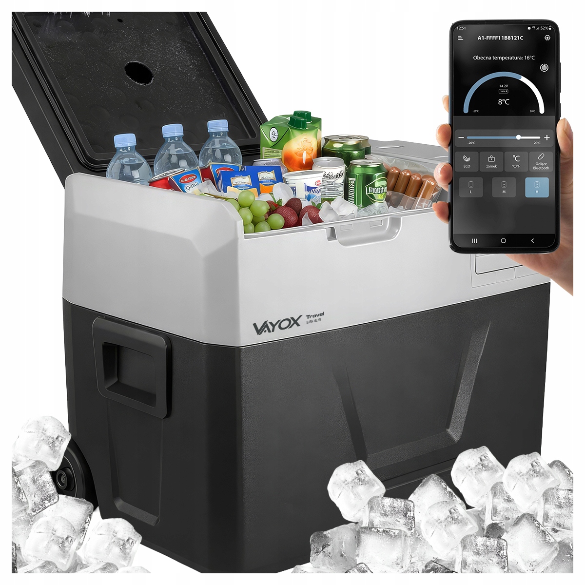 Turistická Lednice 40L Kompresorová 12V 230V Smart Mraznička -20°C Vayox