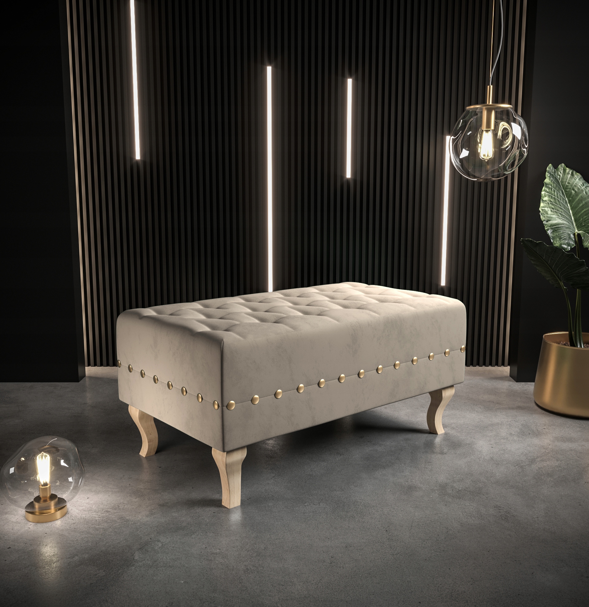 Podnóżek Pufa Glamour Pinezki Ozdobne 120 EN Meble