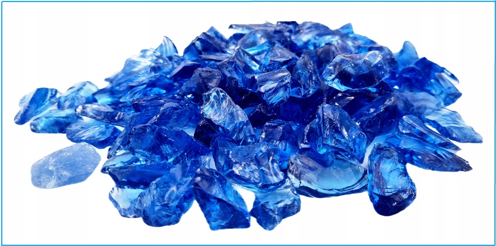 GRYS SZKLANY KAMIEŃ DEKORACYJNY NIEBIESKI EFEKTOWNY OZDOBNY 3-5CM 20KG Waga 20 kg