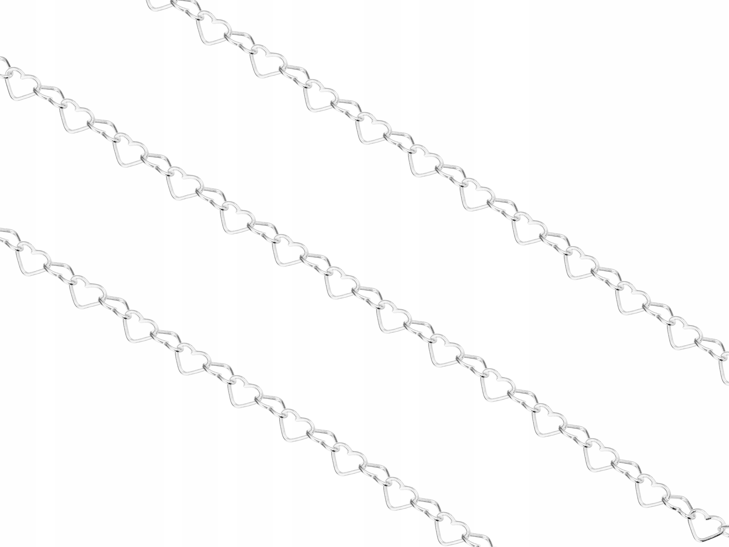 Dlouhý stříbrný dámský Řetízek Srdíčka Srdce 3,5 mm Široký Stříbro 50 cm