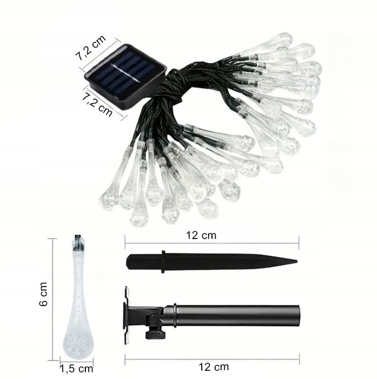 GIRLANDA SOLARNA LED girlandy świetlna ogrodowa na balkon 40 żarówek 6 m EAN (GTIN) 5903822759239
