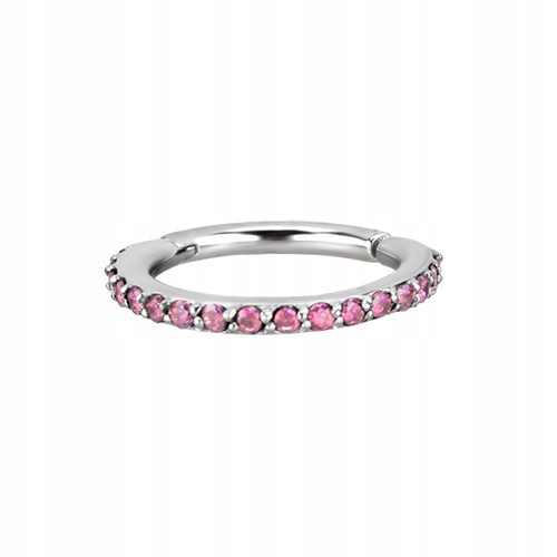 Náušnice kolečko clicker stříbrné růžové Premium Zirconia 1,2/9