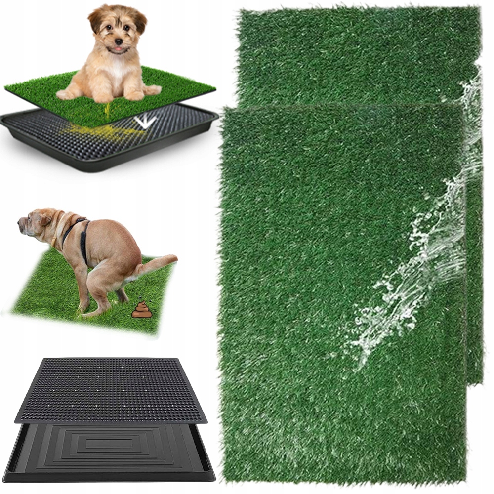 Sada 2 Kusů Záchodů S Umělou Trávou Pro Psa 76 X 51 CM, Snadné Čištění