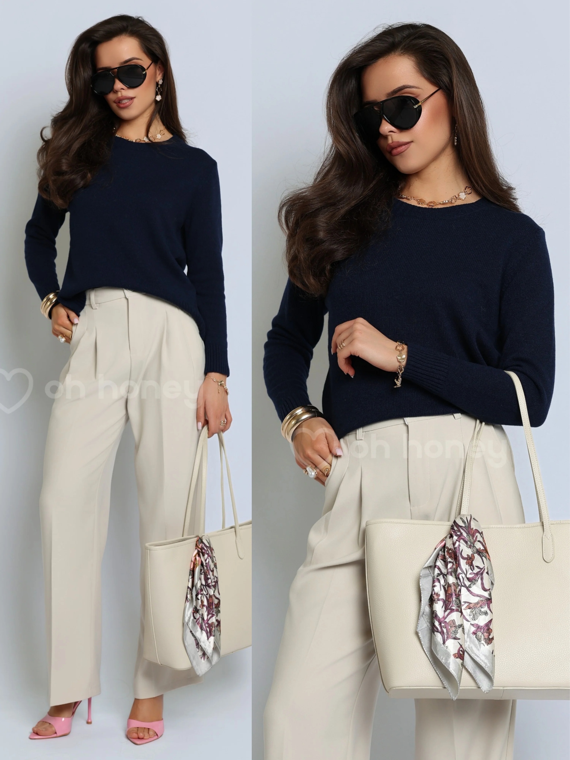 Svetr s kašmírem a vlnou Tmavě modrý Classy Knit