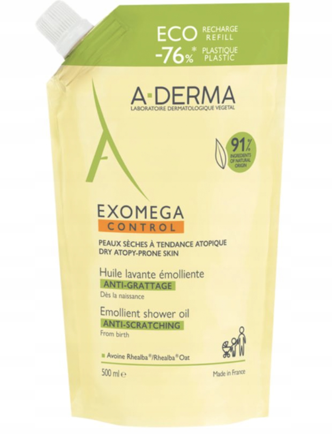 A-derma Exomega Control Olejek Emolient Pod Prysznic Eko Uzupełnienie 500ML