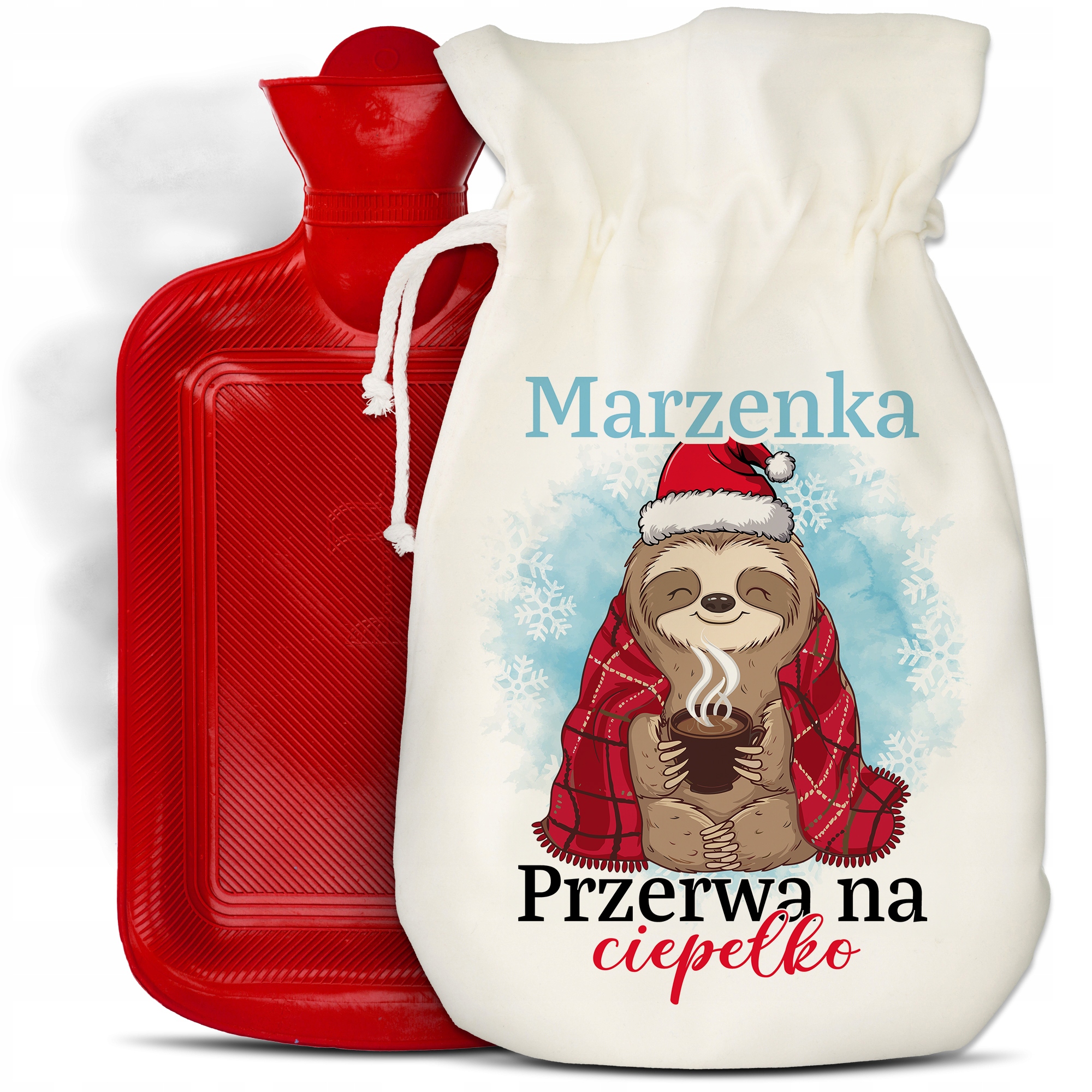 TERMOFOR GUMOWY NA WODĘ W POKROWCU OGRZEWACZ PREZENT NA MIKOŁAJKI IMIĘ
