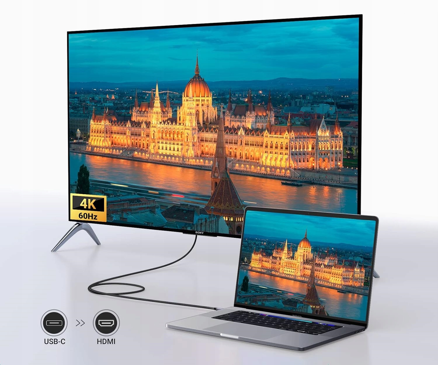 Kabel HDMI USB C Przejściówka Adapter 4K 60hz OUTLET Kod producenta 20teq