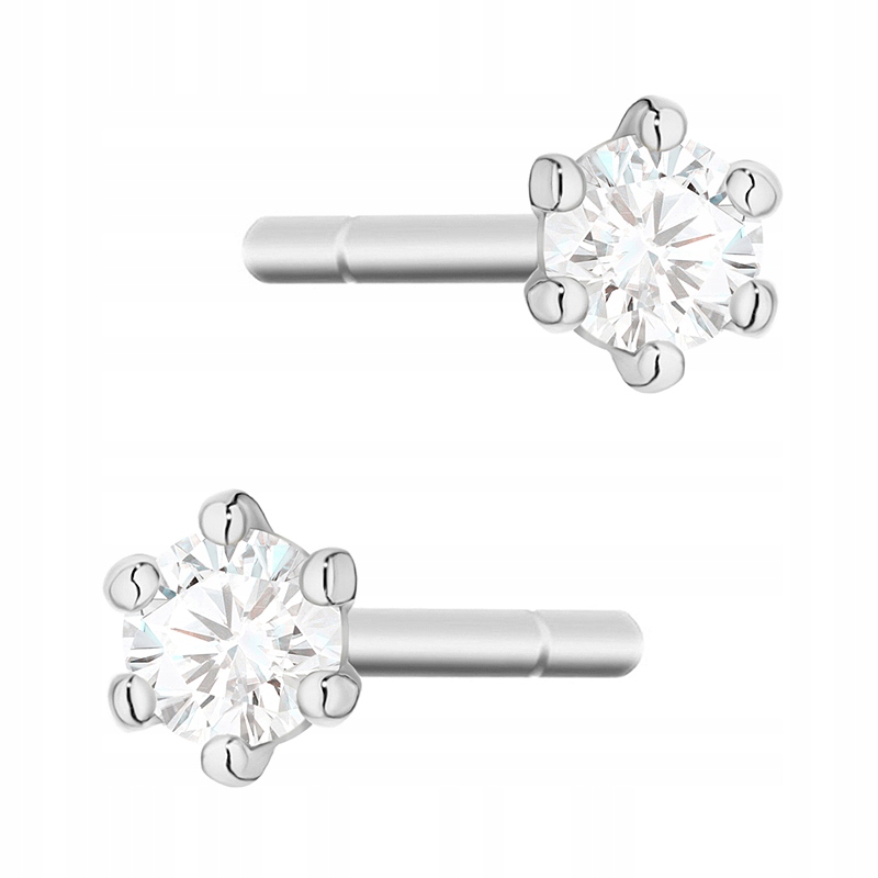 Zlaté Náušnice Klasické 585 s Brilianty 0,08 ct