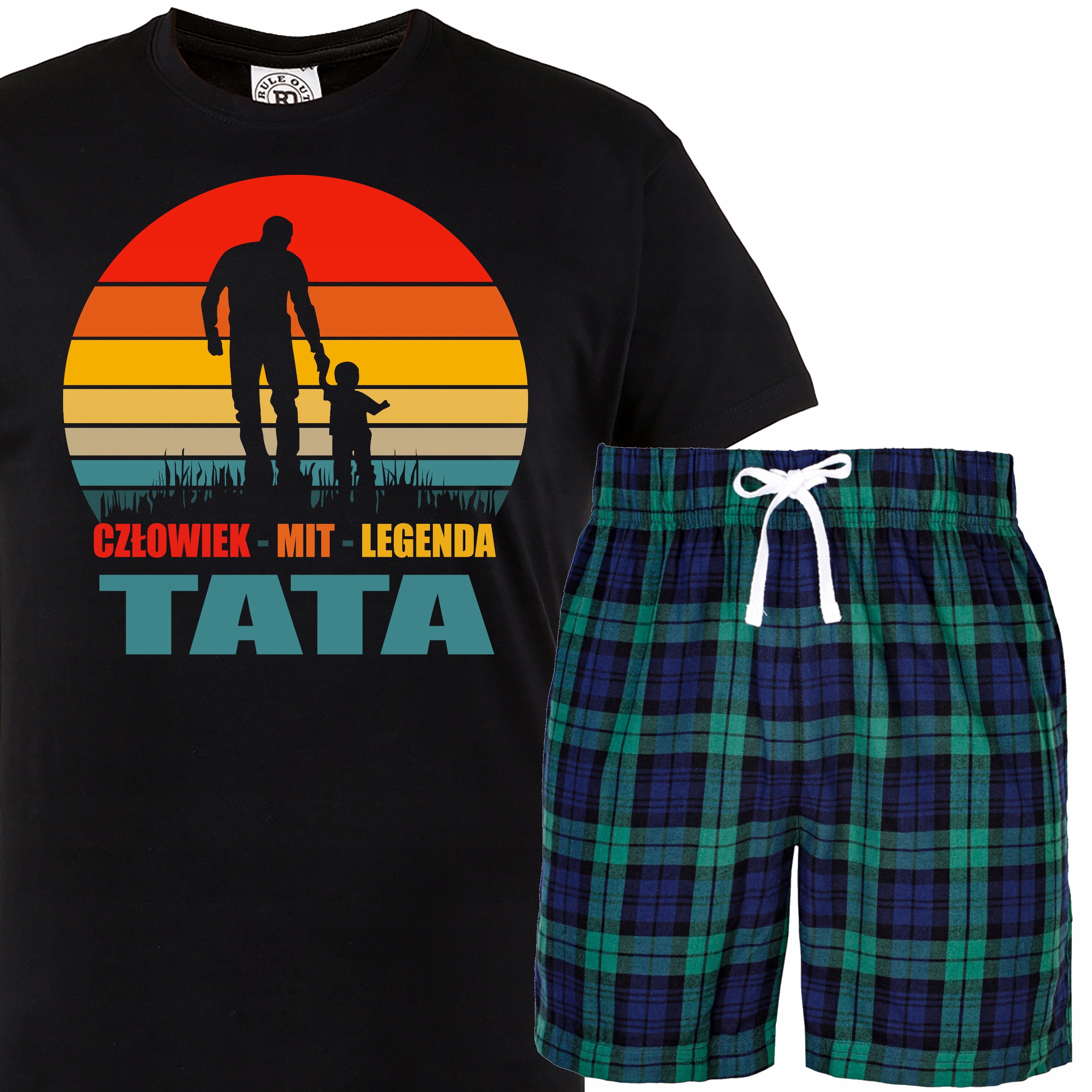 Pánské pyžamo táta dárek pro tatínka Den otců komplet bavlna kostkovaná