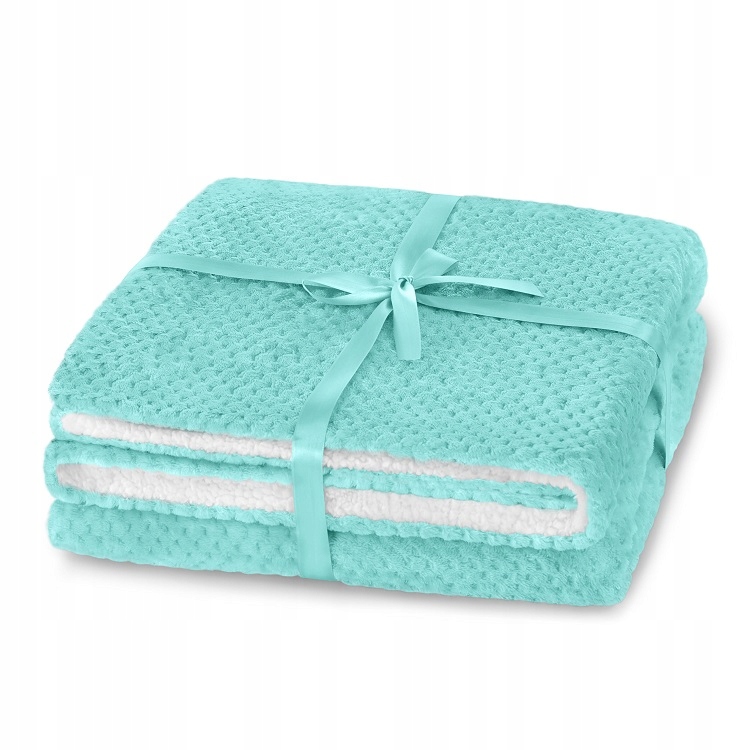 Pikowany pled Koc Miś ciepły Turkusowy 170x210cm