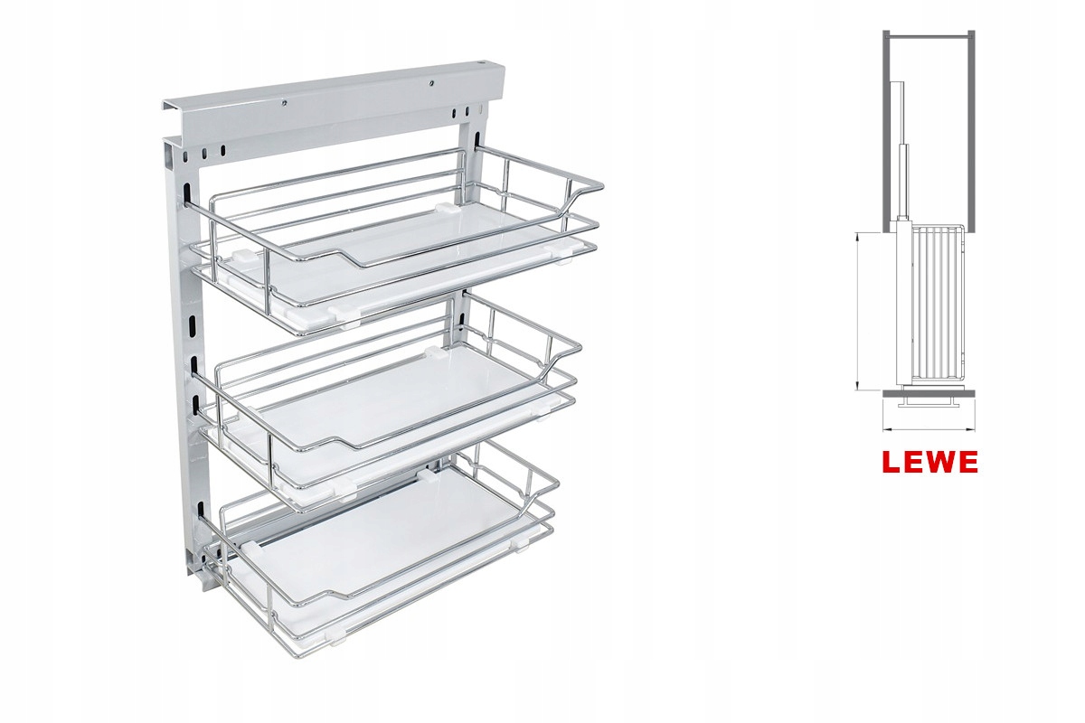 Cargo do skrinky35 Biele 3-úrovňové dno tandem blum plný výsuv bočné ľavé