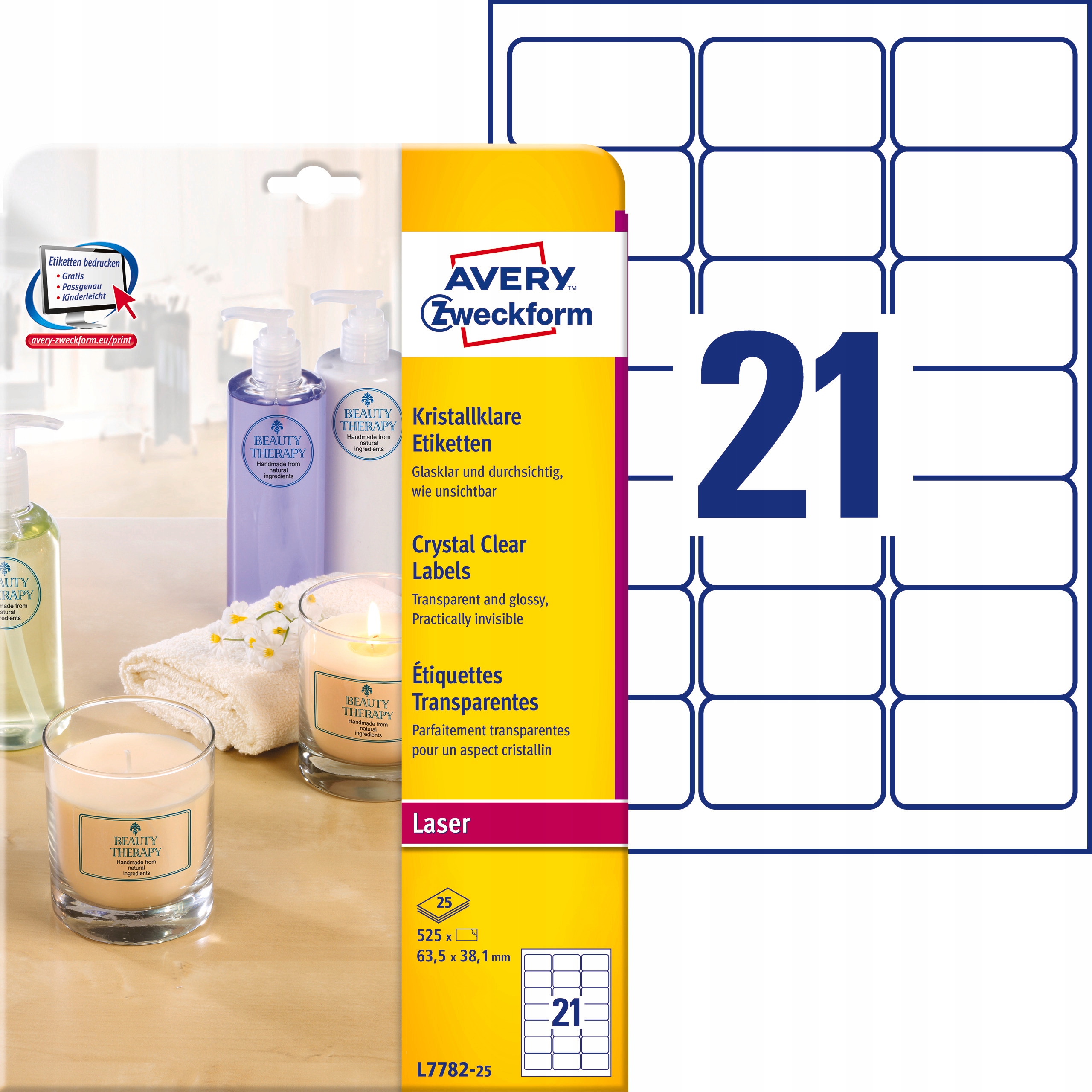 

Etykiety Przezroczyste Avery 63,5x38,1mm L7782-25