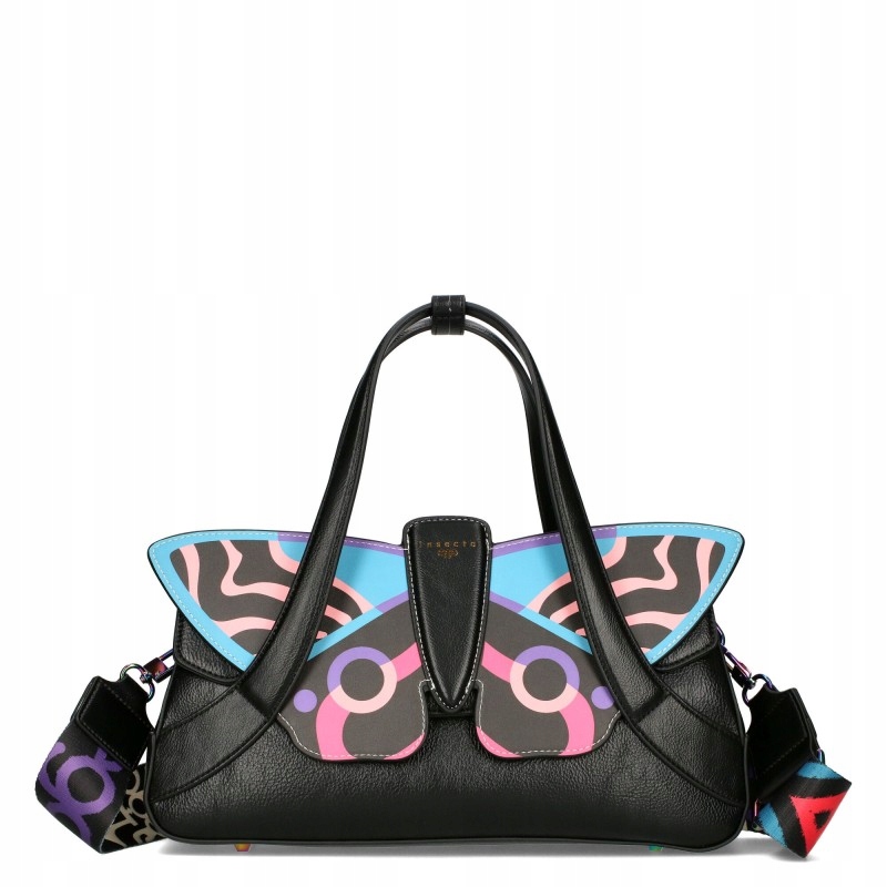 Ego Dámská kabelka přes rameno Odnímatelná Motýl kůže Rukojeti Černá