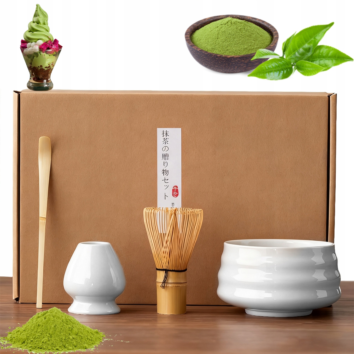 Sada pro Matcha s keramickou miskou, Akcesoria pro výrobu Matchy – bílá