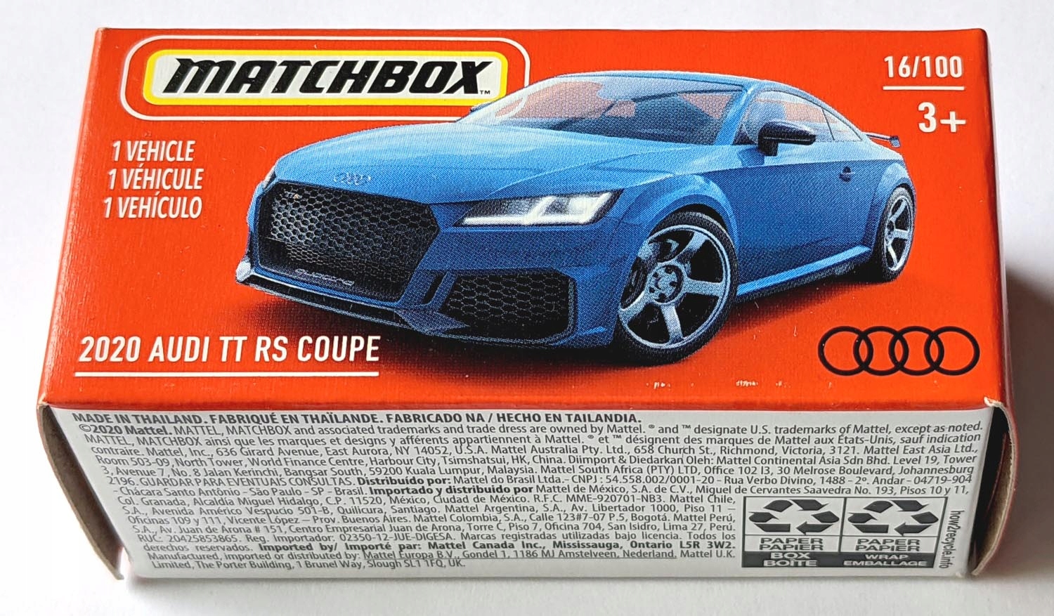 

Matchbox 2020 Audi Tt Rs Coupe 16/100 Metal