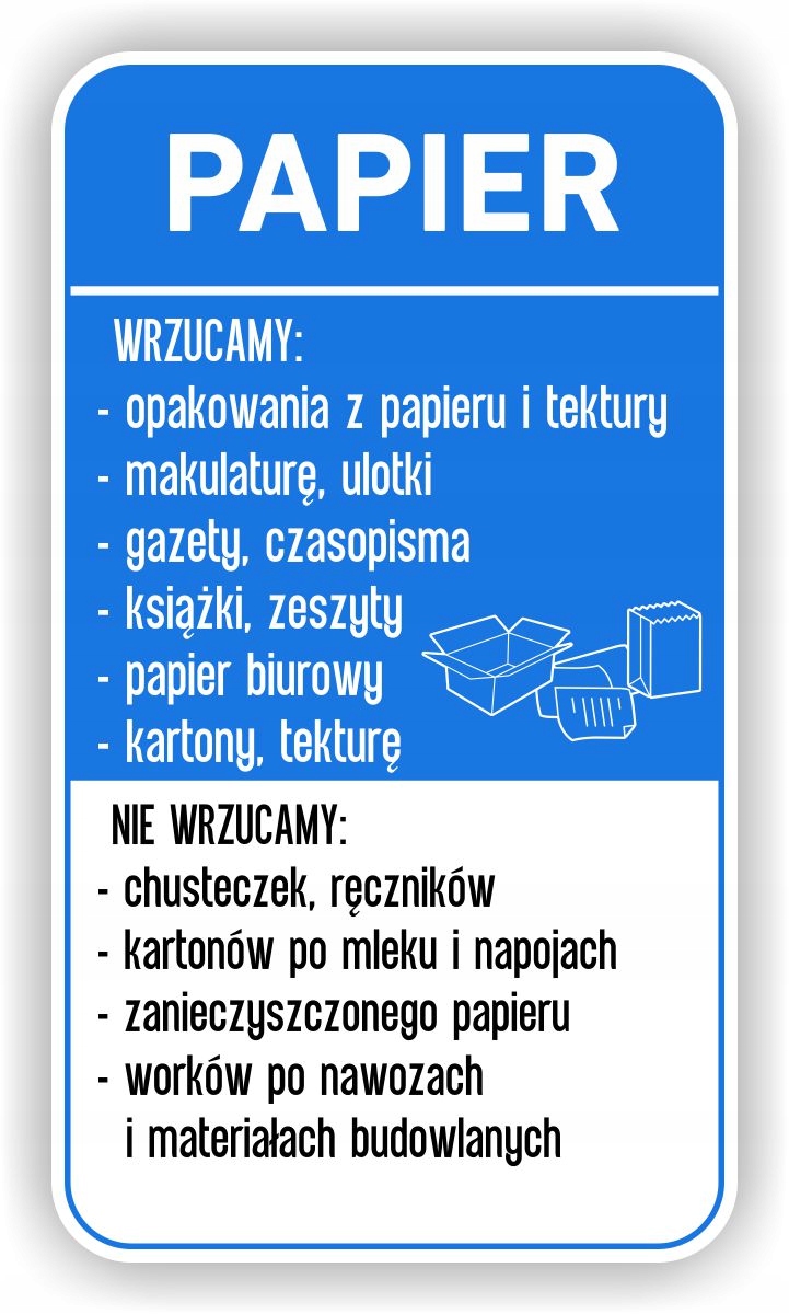 

Naklejka Na Kosz duża Papier segregacja śmieci30cm