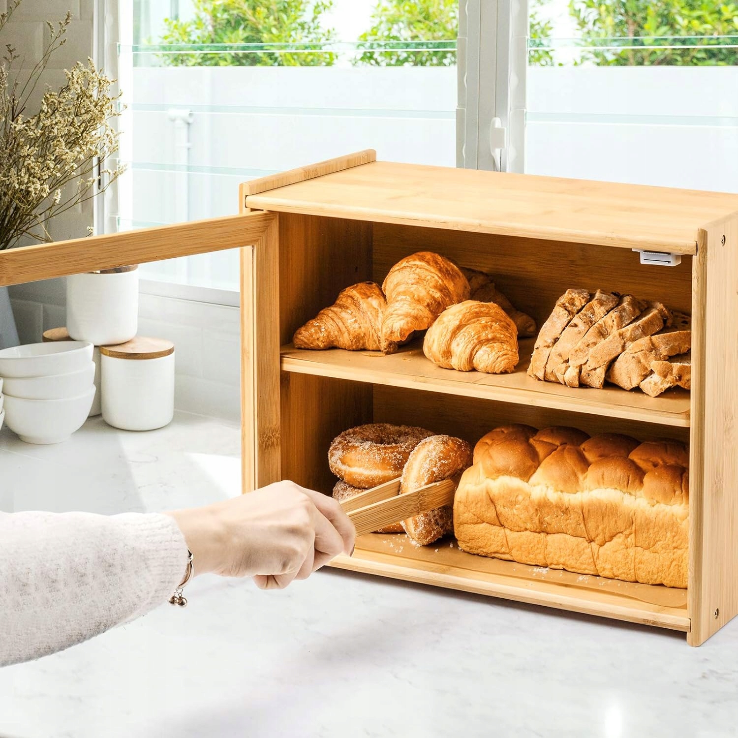 CHLEBAK DREWNIANY POJEMNIK NA CHLEB PIECZYWO DUŻY 37x29x20 CM BAMBUSOWY Kod producenta TOD-Z-0058