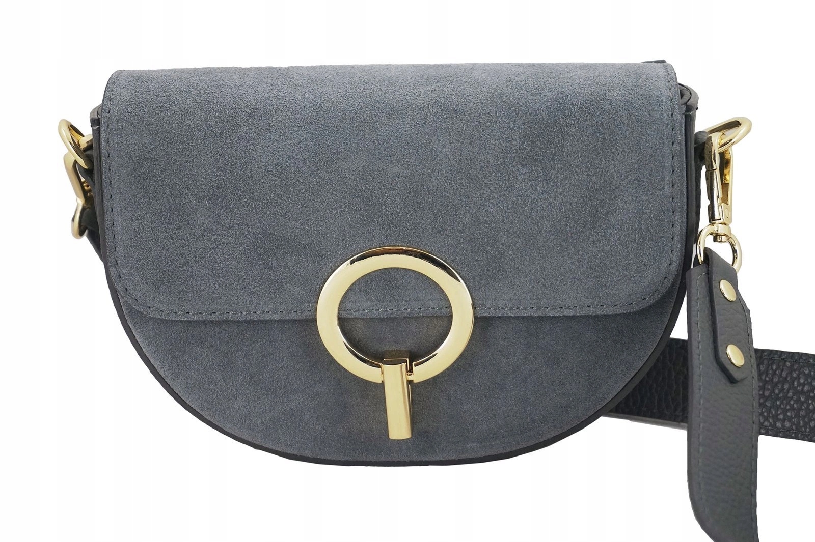 Módní dámská kožená kabelka Přes Rameno Tmavě šedá