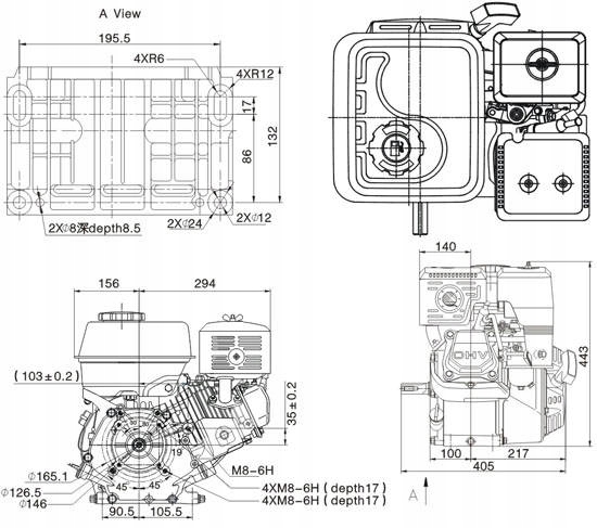 SILNIK LONCIN G420F-A SPALINOWY BENZYNOWY 15 KM WAŁ 25mm MOTOR Kod producenta G420F-A