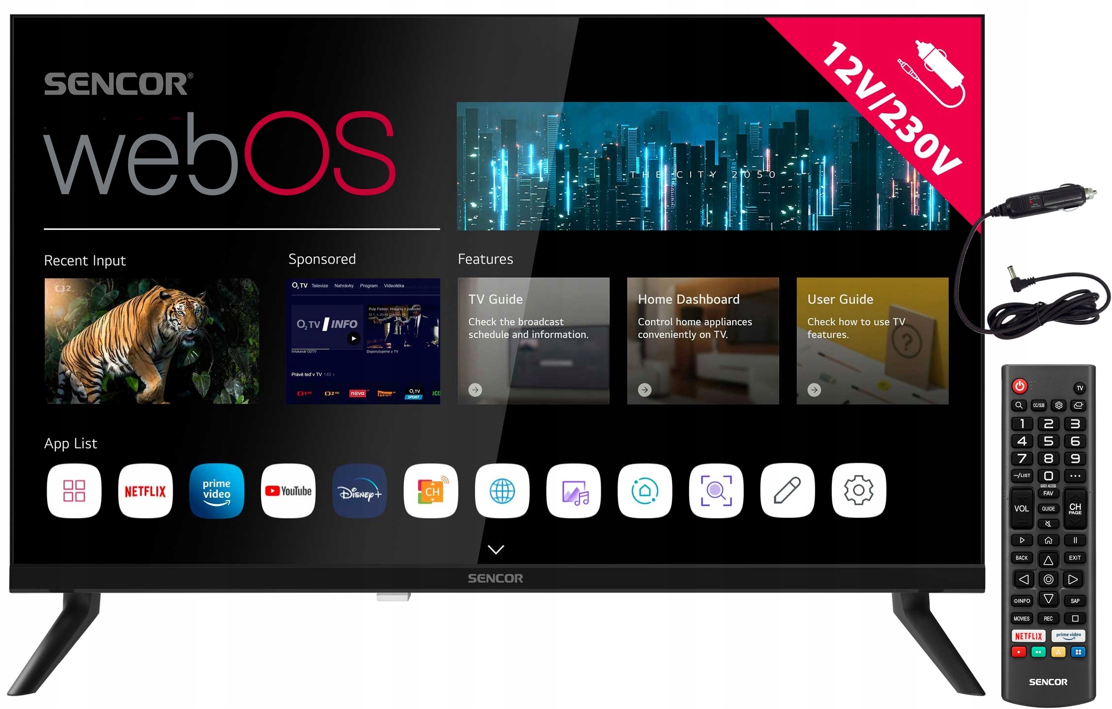 Telewizor Smart Led 24" Hd HDR10 webOS Wi-Fi Bt 12/240V kamper kemping