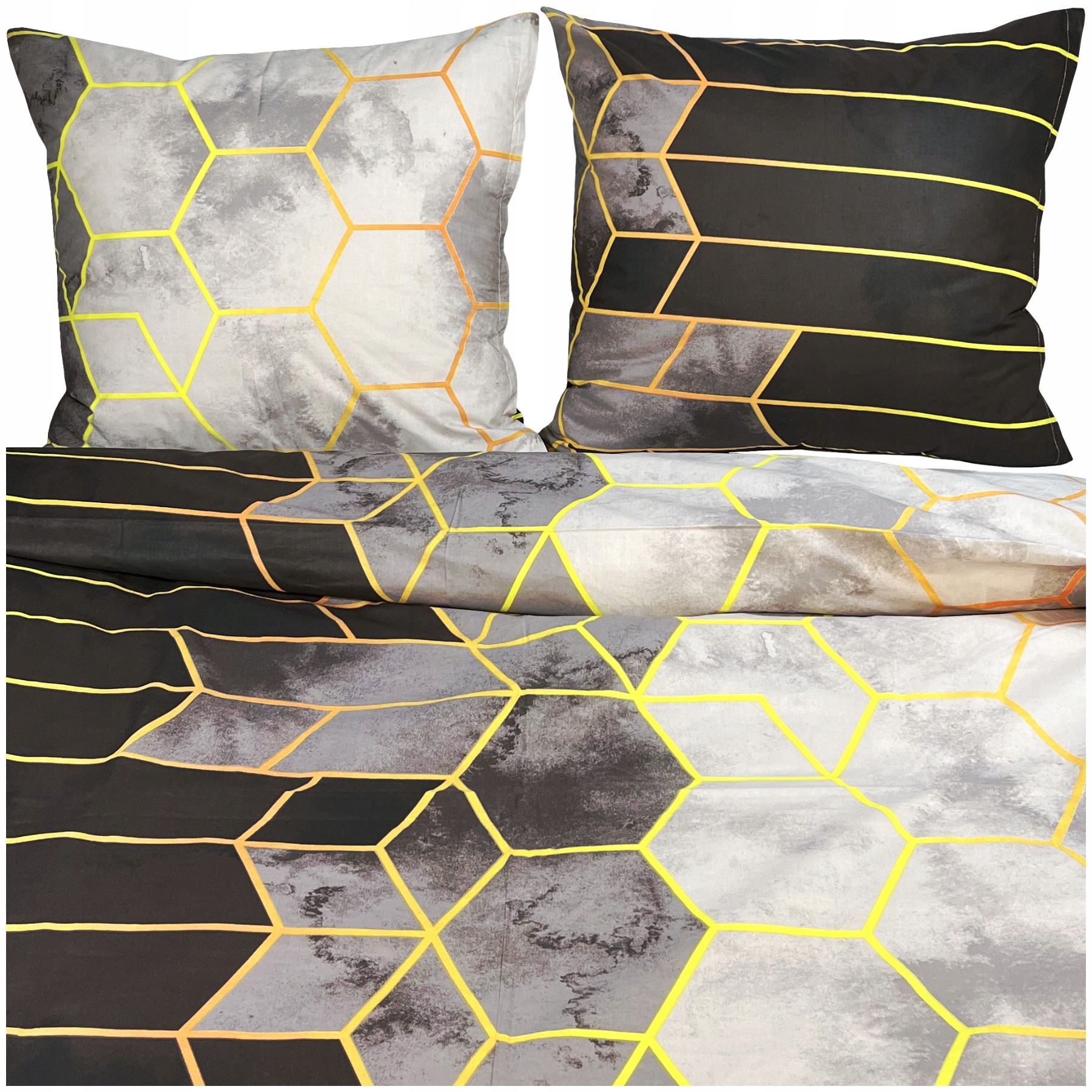 Pościel Bawełniana 160x200 2x 70x80 Plastry Miodu T1035