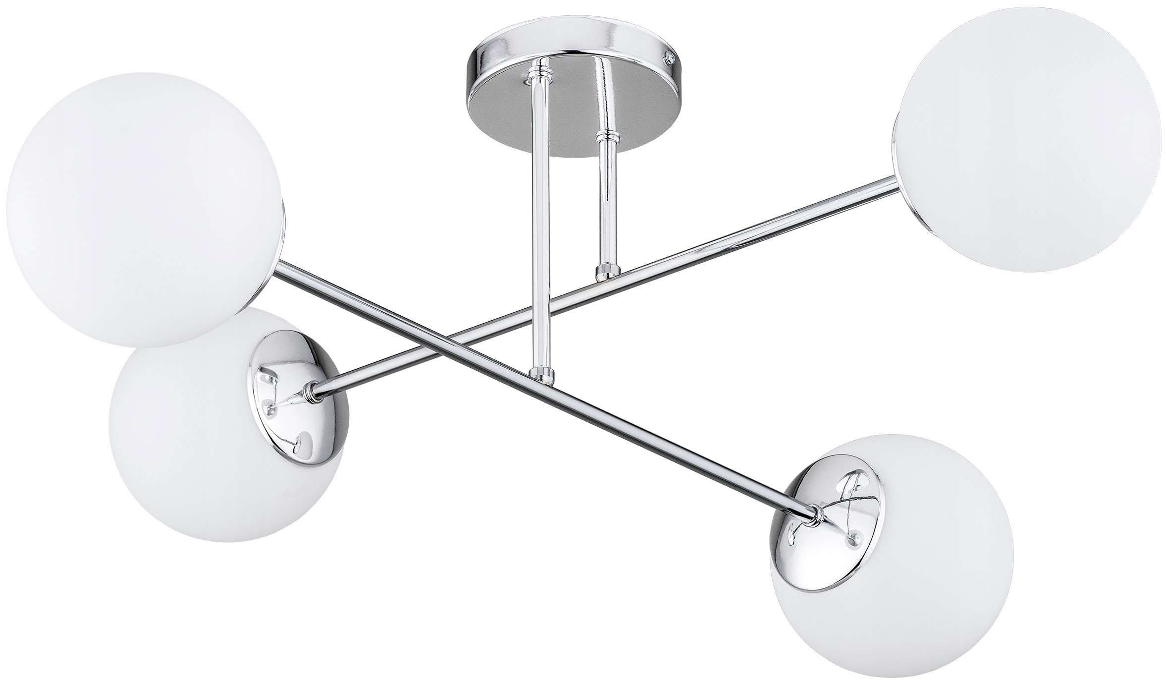 Lampa Wisząca Sufitowa Żyrandol Chrom Białe Kule Milo Led E27